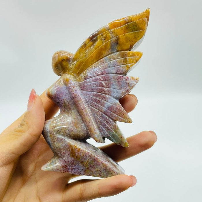 7 Pieces Beautiful Ocean Jasper Butterfly Fairy Carving