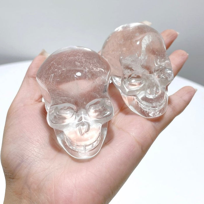 7 Pieces Clear Quartz Skull Carving Closeout