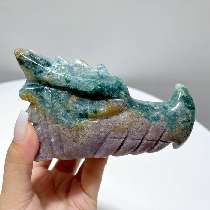 7 Pieces Colorful Ocean Jasper Dragon Head Carving