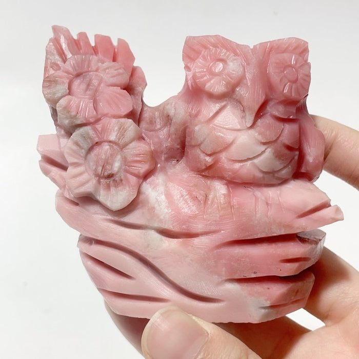 7 Pieces Cute Pink Opal Owl Carving