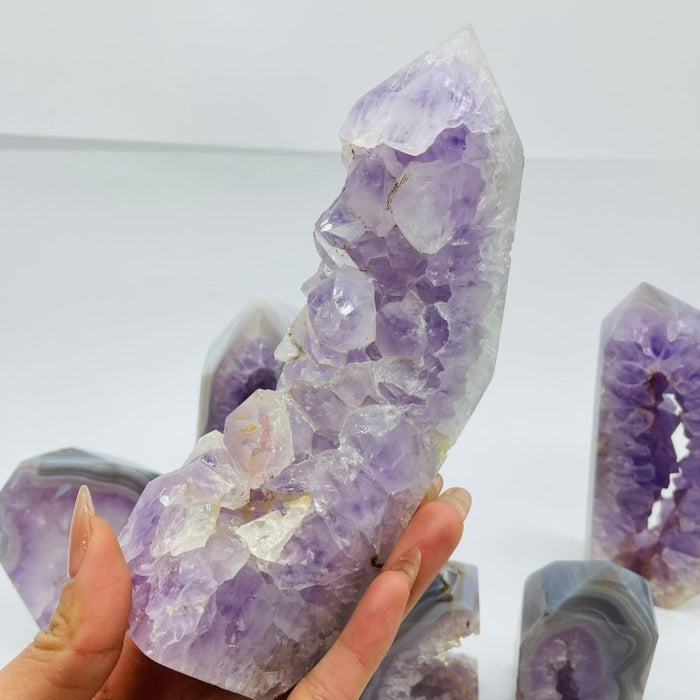 7 Pieces Geode Amethyst Agate Tower Points