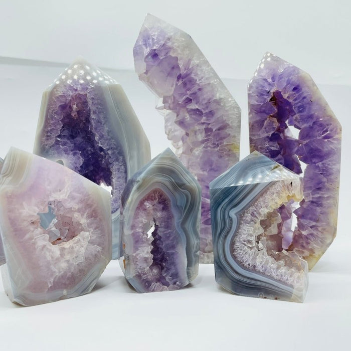 7 Pieces Geode Amethyst Agate Tower Points