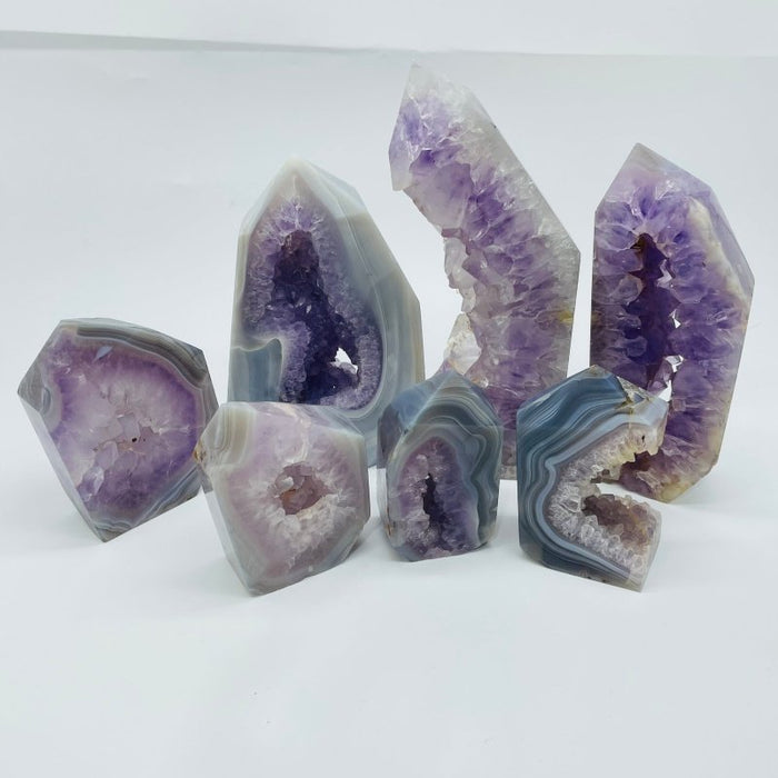 7 Pieces Geode Amethyst Agate Tower Points