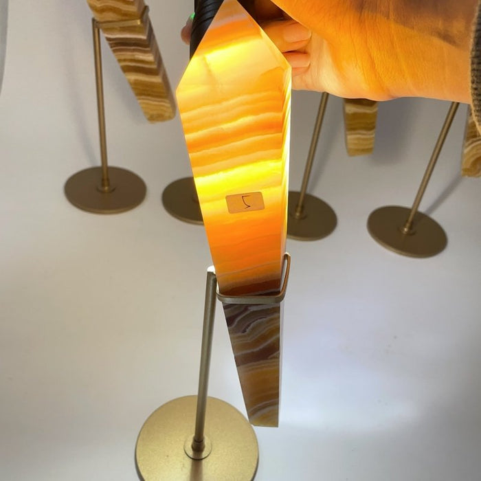 7 Pieces High Quality Yellow Calcite Wand Points With Stand