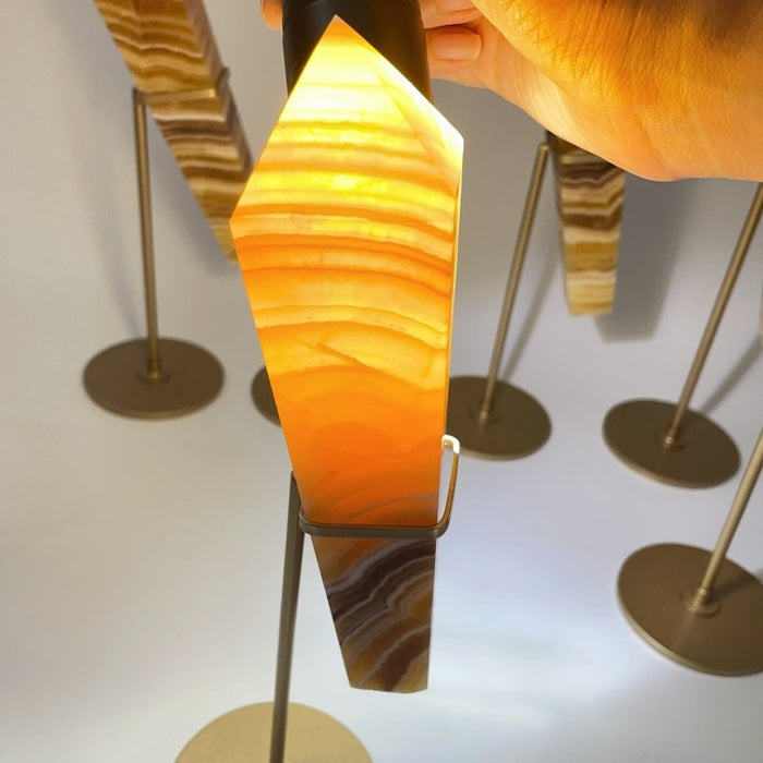 7 Pieces High Quality Yellow Calcite Wand Points With Stand