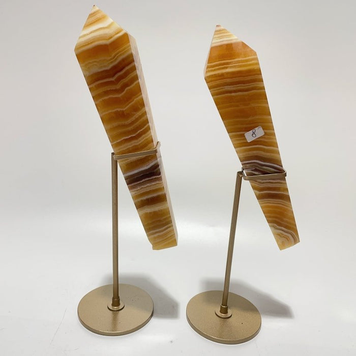 7 Pieces High Quality Yellow Calcite Wand Points With Stand
