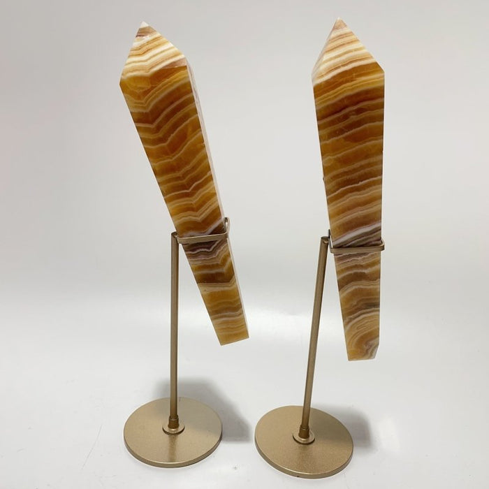7 Pieces High Quality Yellow Calcite Wand Points With Stand