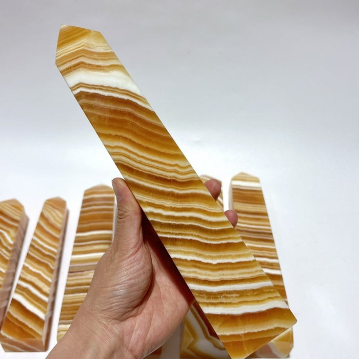 7 Pieces Large Beautiful Yellow Calcite Stripe Tower
