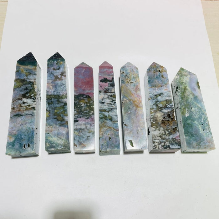 7 Pieces Large Ocean Jasper Four-Sided Tower Points