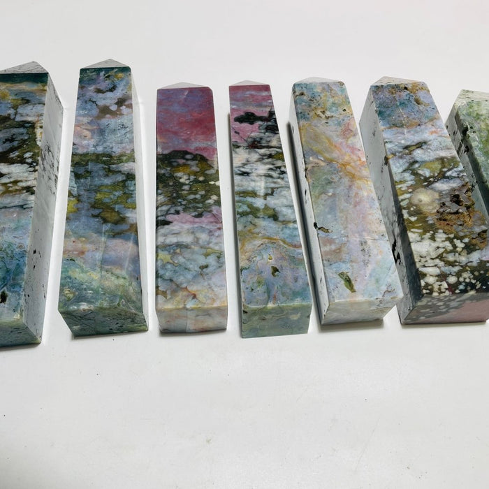 7 Pieces Large Ocean Jasper Four-Sided Tower Points