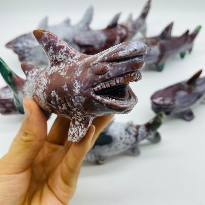 7 Pieces Ocean Jasper Shark Carving