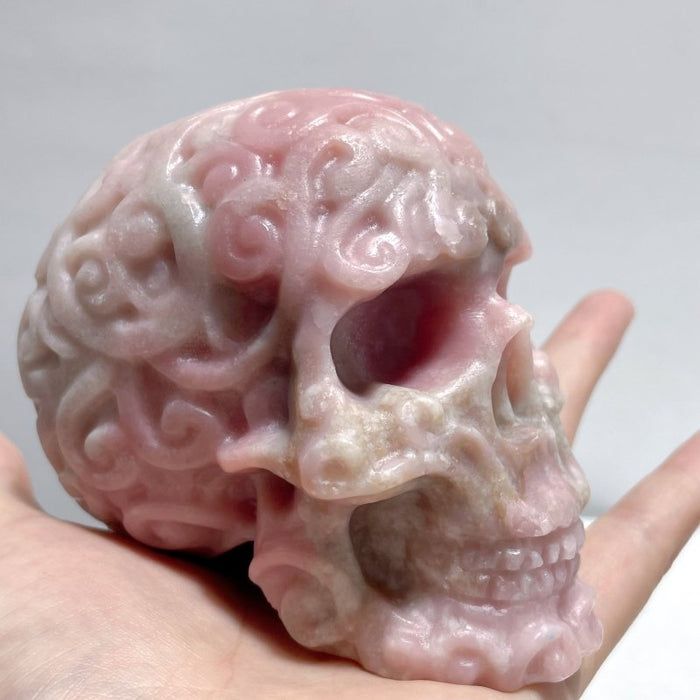 7 Pieces Pink Opal Skull Carving