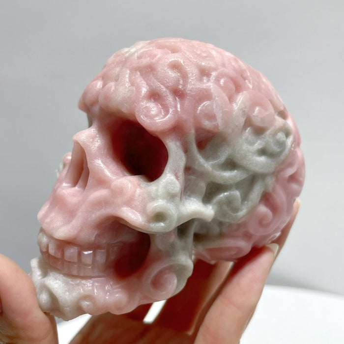 7 Pieces Pink Opal Skull Carving