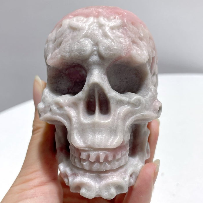 7 Pieces Pink Opal Skull Carving
