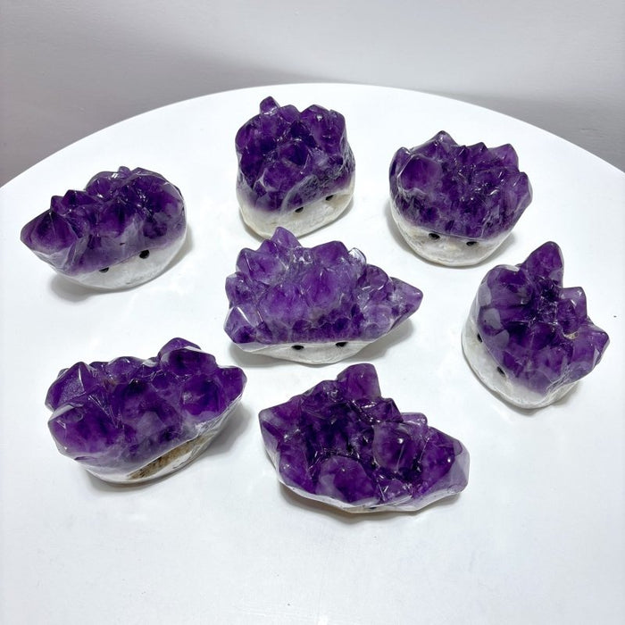 7 Pieces Polished Large Amethyst Teeth Cluster Groot Carving