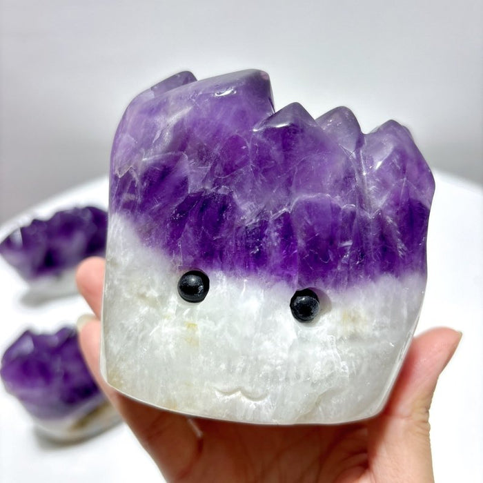 7 Pieces Polished Large Amethyst Teeth Cluster Groot Carving