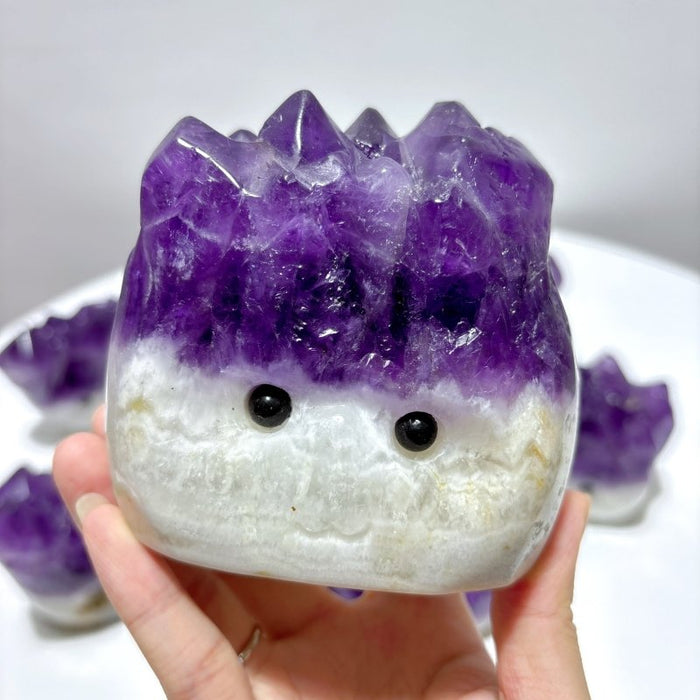 7 Pieces Polished Large Amethyst Teeth Cluster Groot Carving