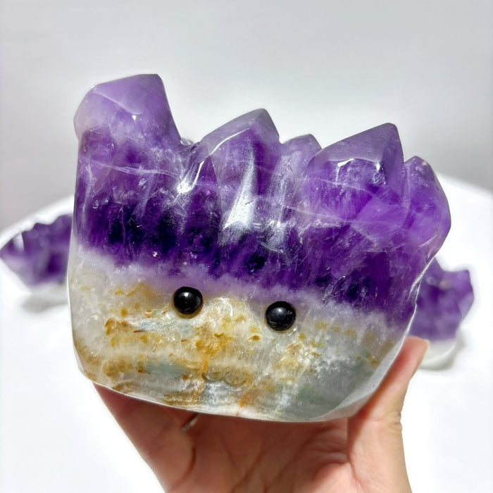 7 Pieces Polished Large Amethyst Teeth Cluster Groot Carving