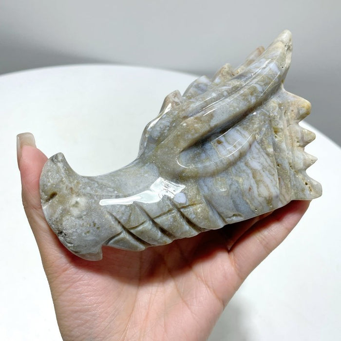 7 Pieces Unique Colorful Ocean Jasper Dragon Head Carving