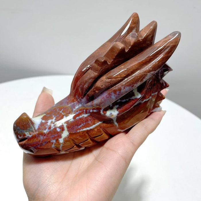 7 Pieces Unique Colorful Ocean Jasper Dragon Head Carving