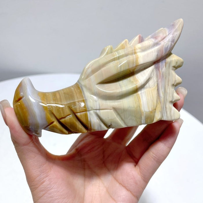 7 Pieces Unique Colorful Ocean Jasper Dragon Head Carving