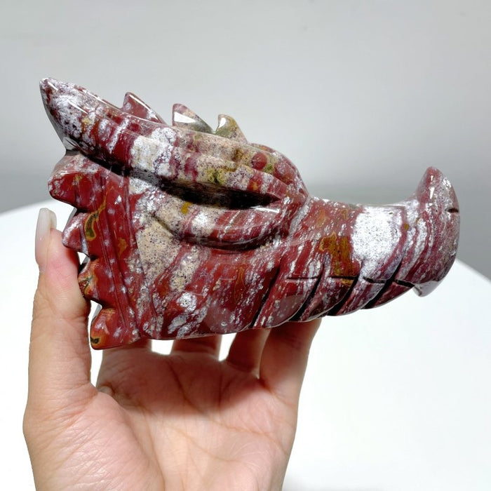7 Pieces Unique Colorful Ocean Jasper Dragon Head Carving