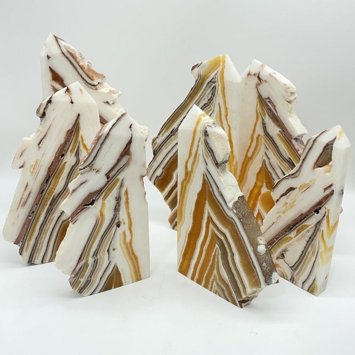 7 Pieces Yellow Calcite Slab Tower Points