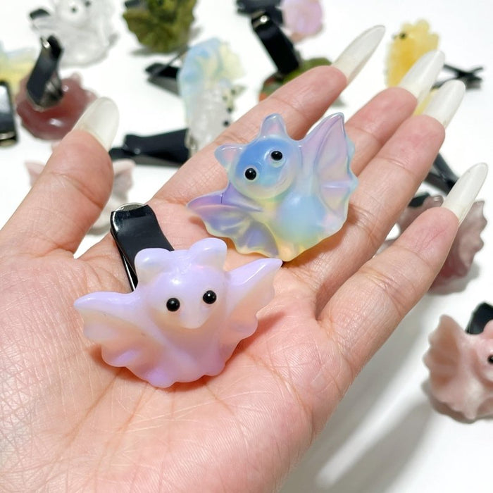 7 Types Halloween Bat Crystal Car Air Vent Clips Wholesale Car Accessories Yellow Calcite Strawberry Quartz