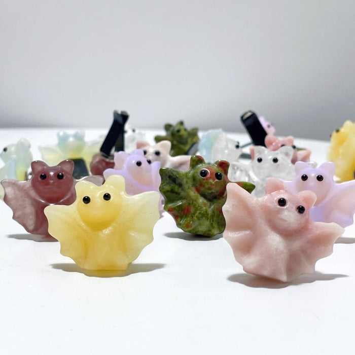 7 Types Halloween Bat Crystal Car Air Vent Clips Wholesale Car Accessories Yellow Calcite Strawberry Quartz