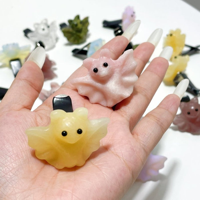 7 Types Halloween Bat Crystal Car Air Vent Clips Wholesale Car Accessories Yellow Calcite Strawberry Quartz