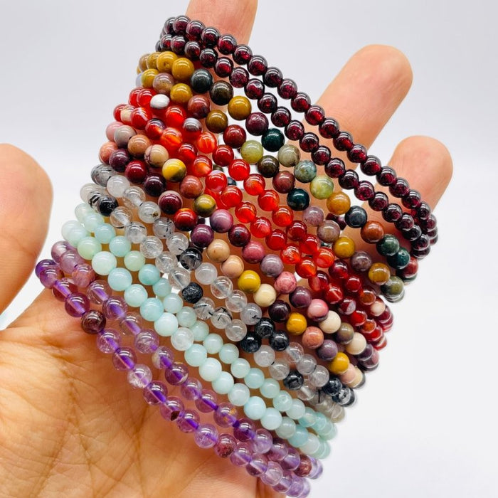 7 Types Mini Beads Bracelet Wholesale Carnelian Black Tourmaline Ocean Jasper
