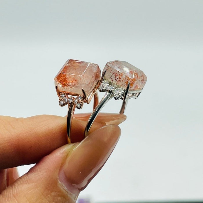 73 Pieces Super 7 Strawberry Quartz Different Styles Sterling Silver Ring