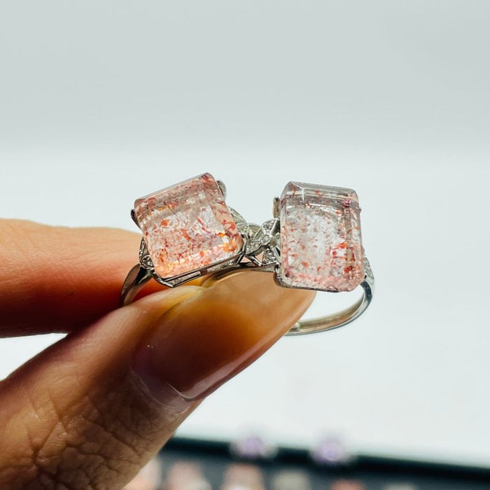 73 Pieces Super 7 Strawberry Quartz Different Styles Sterling Silver Ring