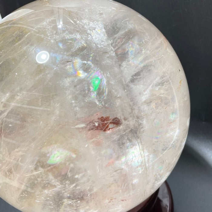 7.4inch Large Hematoid Quartz With Big Rainbow Clear Quartz Sphere