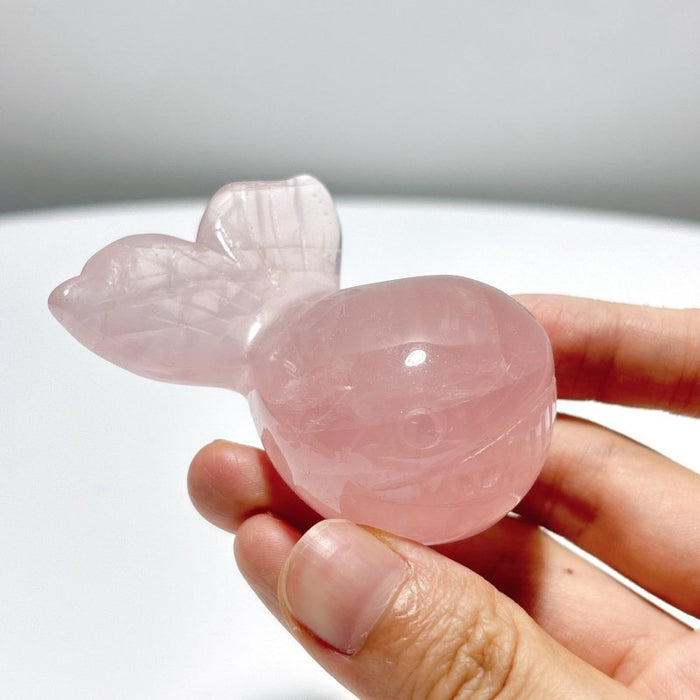 8 Pieces Beautiful  Rose Quartz Sea Animals Carving