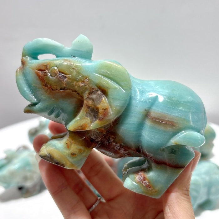 8 Pieces Caribbean Calcite Elephant Carving