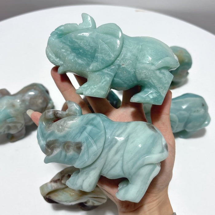 8 Pieces Caribbean Calcite Elephant Carving