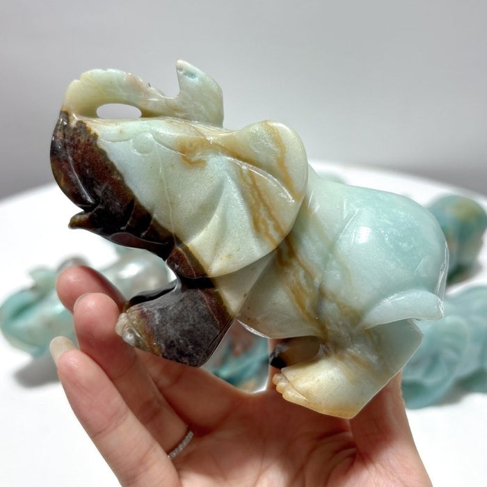 8 Pieces Caribbean Calcite Elephant Carving