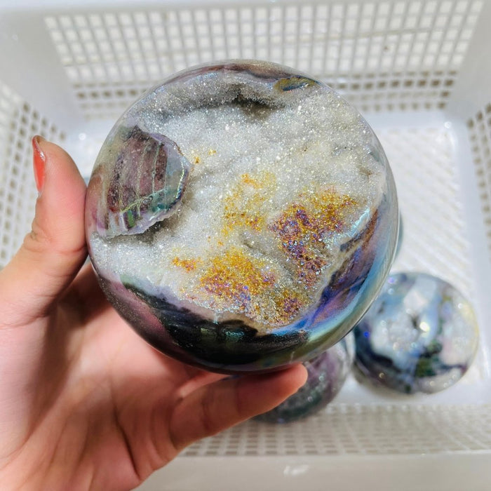 8 Pieces Geode Aura Sphalerite Sphere Ball
