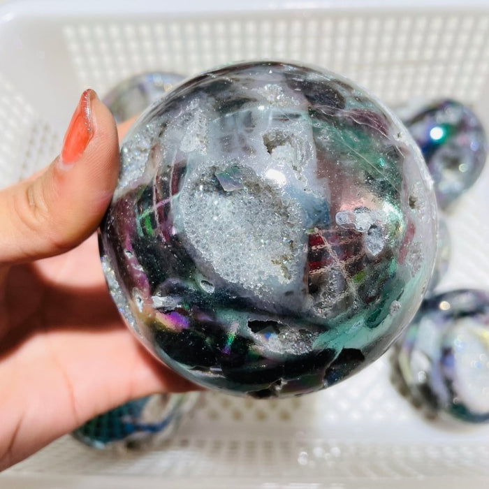 8 Pieces Geode Aura Sphalerite Sphere Ball