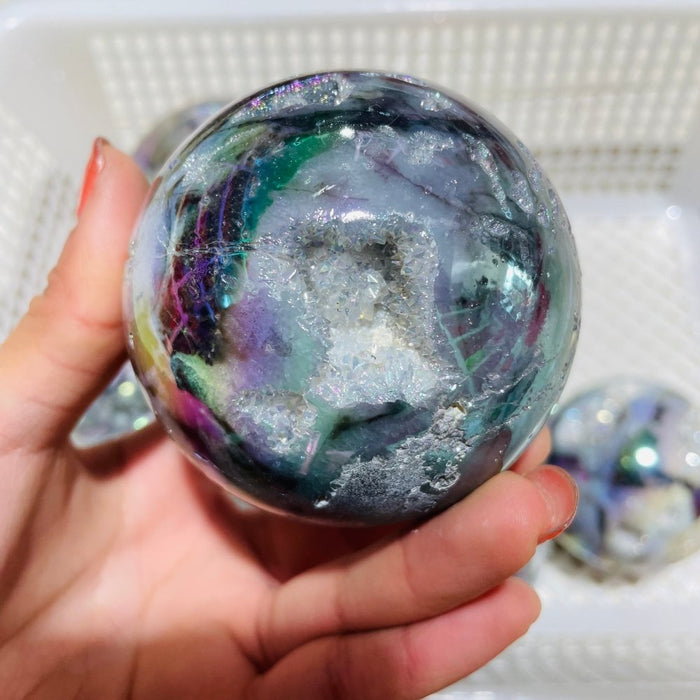8 Pieces Geode Aura Sphalerite Sphere Ball