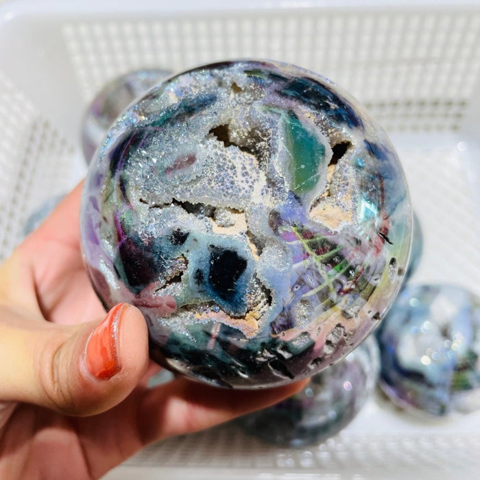 8 Pieces Geode Aura Sphalerite Sphere Ball