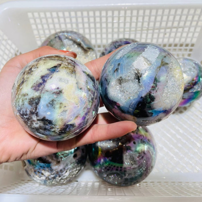 8 Pieces Geode Aura Sphalerite Sphere Ball