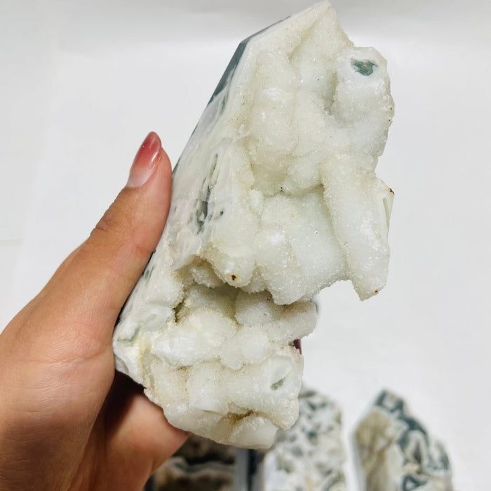 8 Pieces Geode Druzy Moss Agate Tower