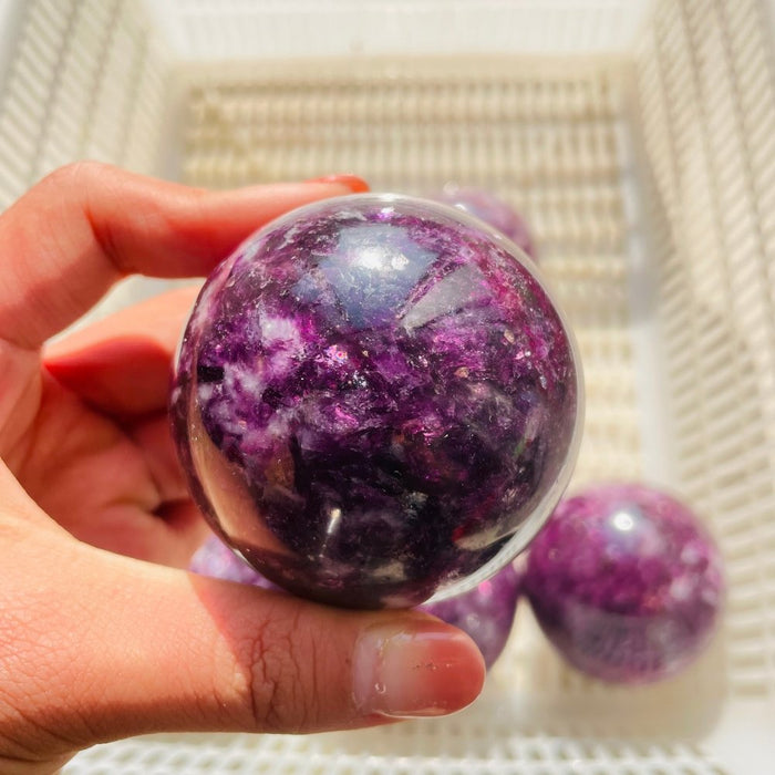 8 Pieces High Quality Spark Lepidolite Spheres
