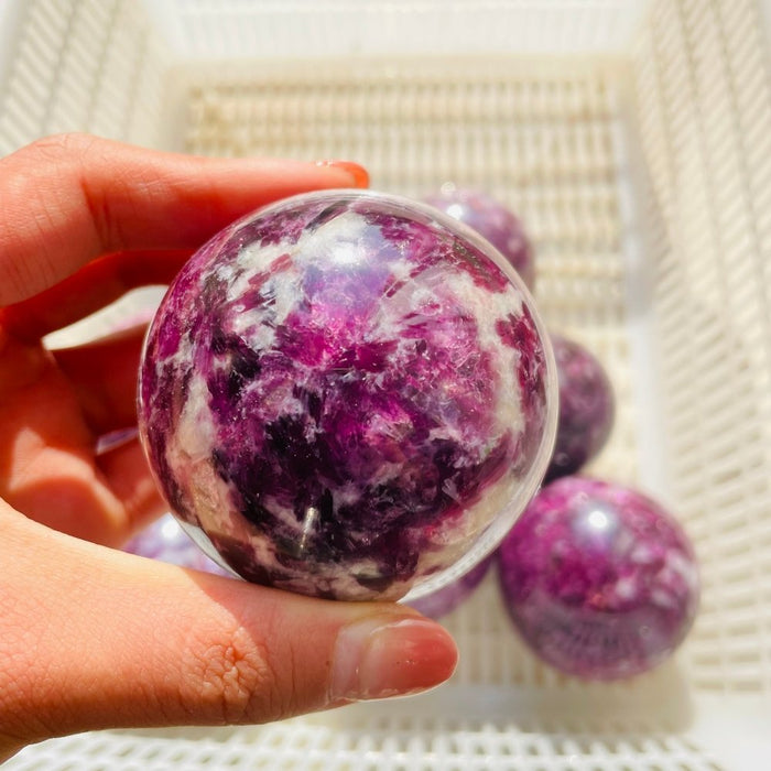 8 Pieces High Quality Spark Lepidolite Spheres