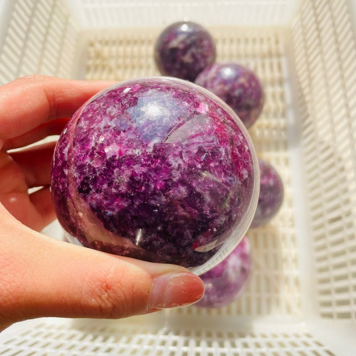 8 Pieces High Quality Spark Lepidolite Spheres