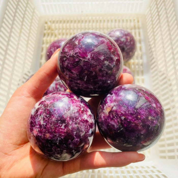 8 Pieces High Quality Spark Lepidolite Spheres