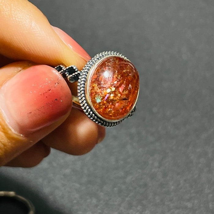 8 Pieces High Quality Sunstone Different Styles Sterling Silver Ring