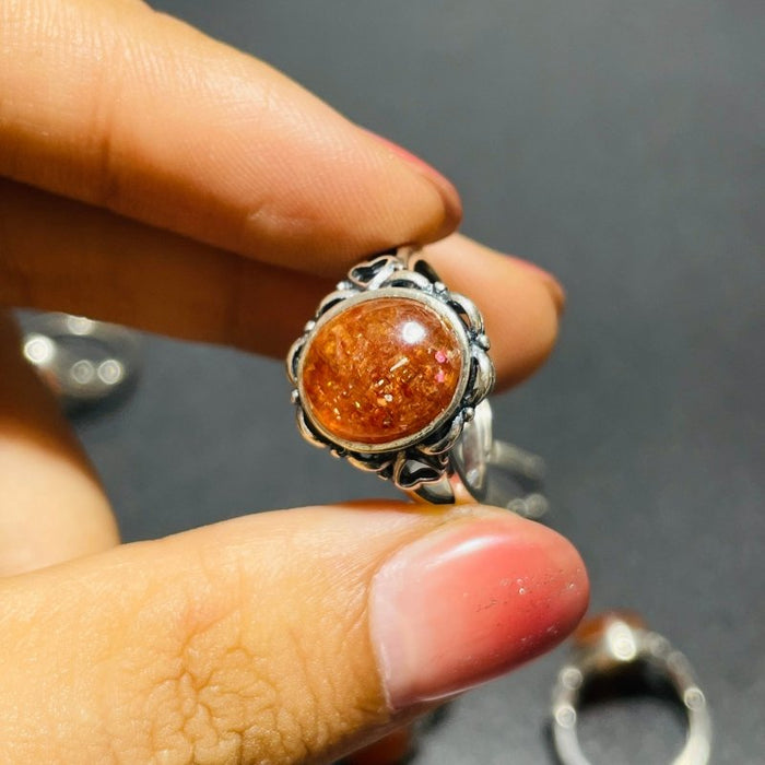 8 Pieces High Quality Sunstone Different Styles Sterling Silver Ring
